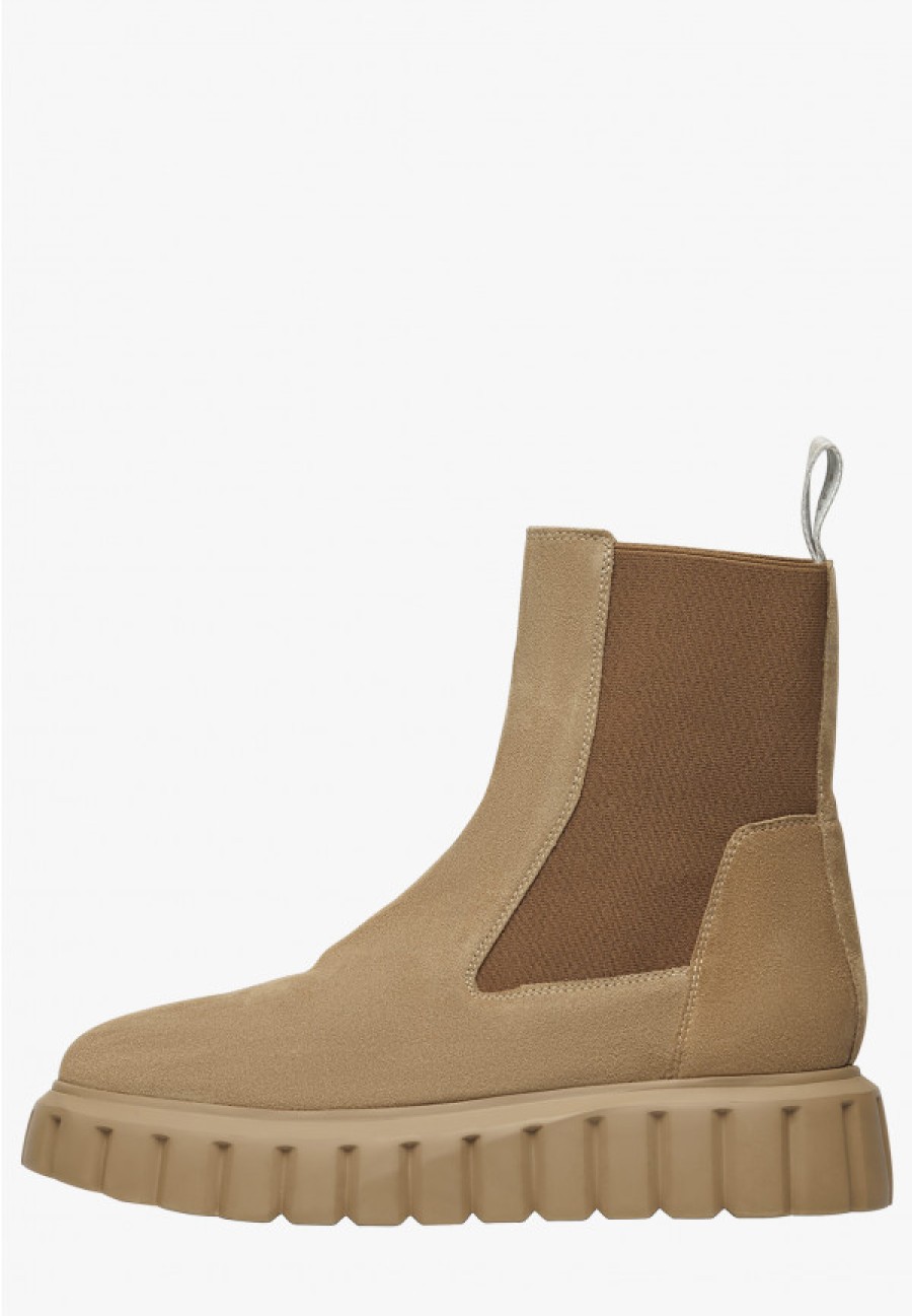 Woman Voile Blanche | Grenelle Chelsea - Suede Ankle Boots - Brown - Shoes - Woman