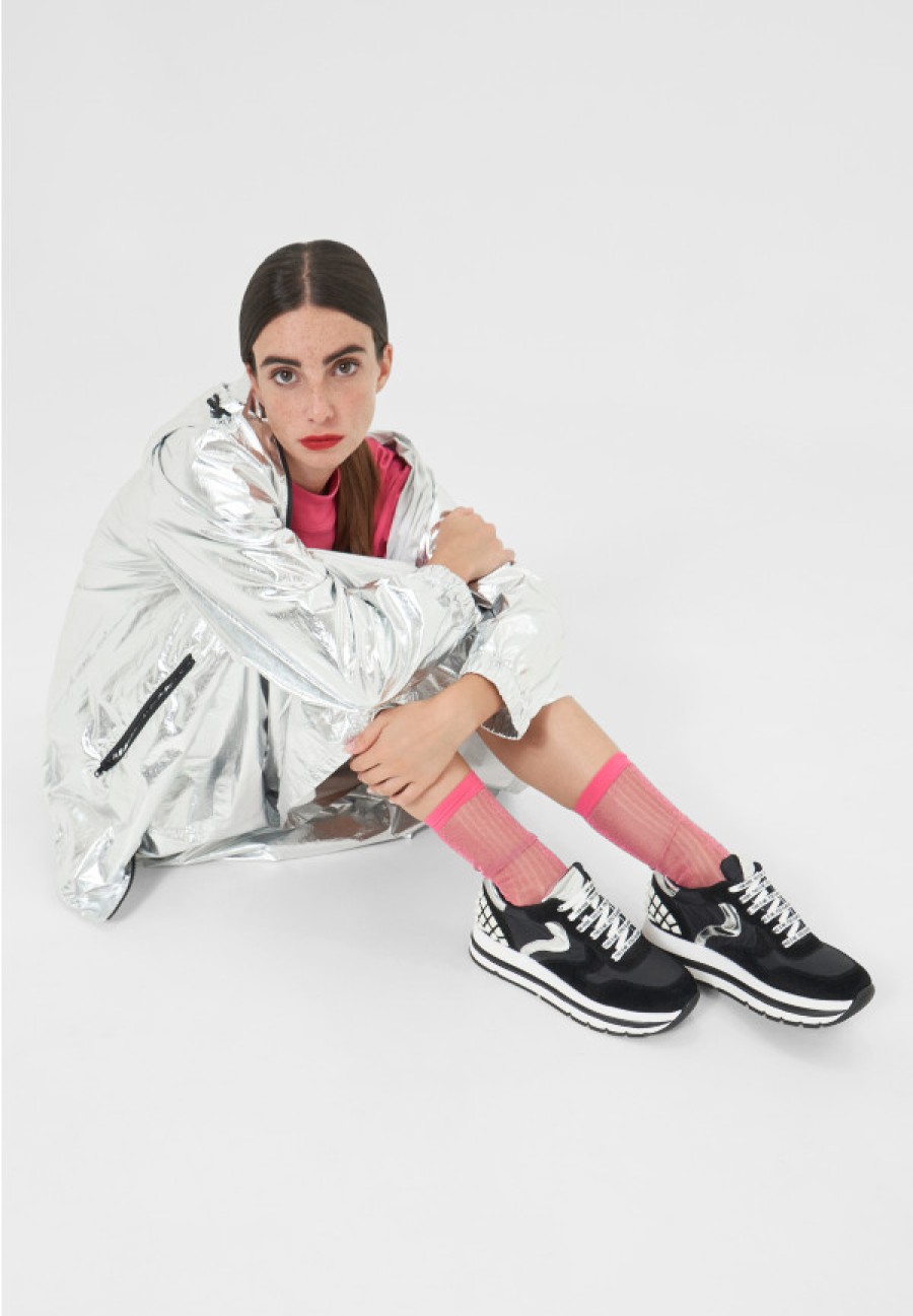 Woman Voile Blanche | Sneakers In Leather And Nylon Black -Maran S