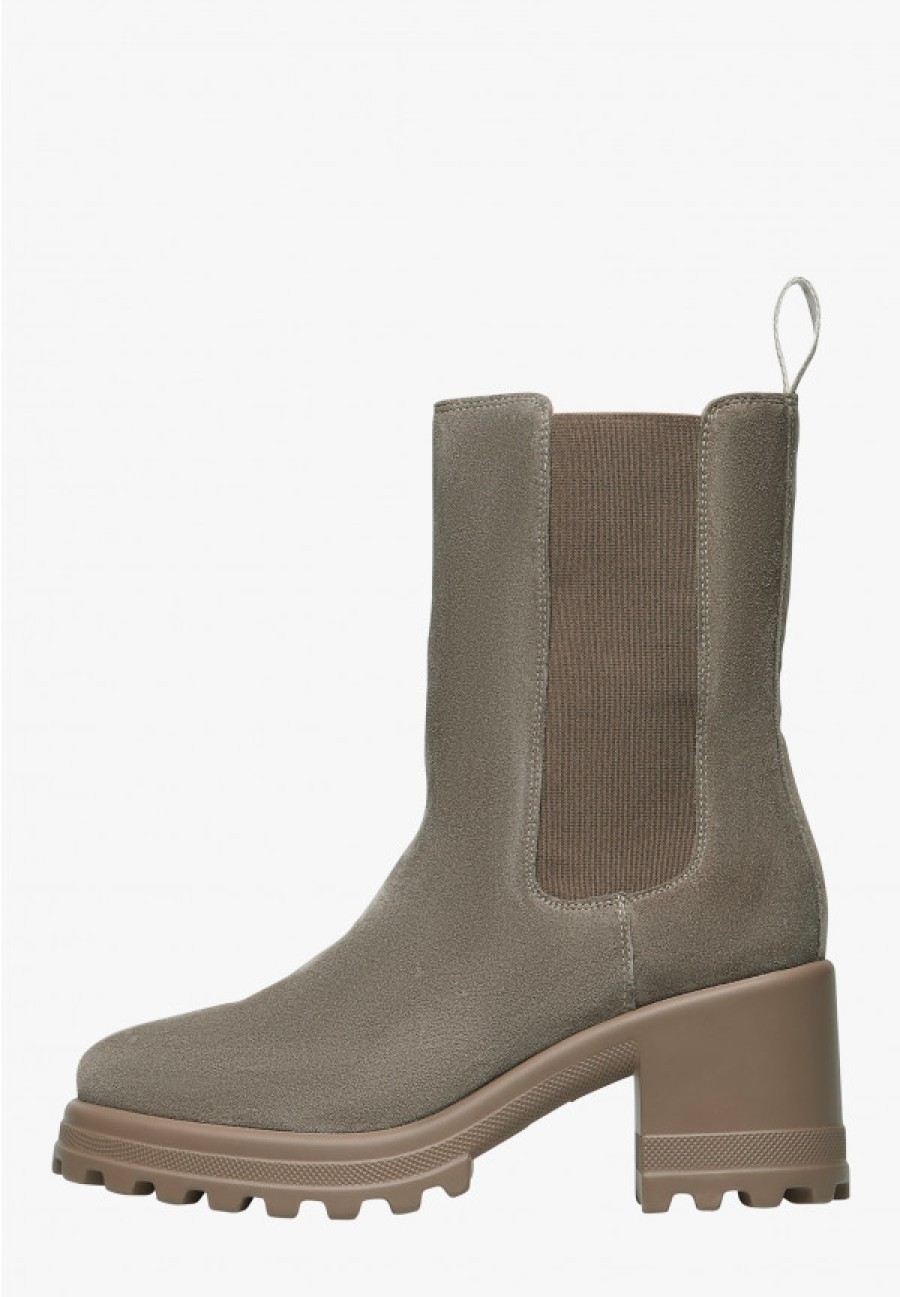 Woman Voile Blanche | Claire 04 - Suede Boots - Grey - Shoes - Woman