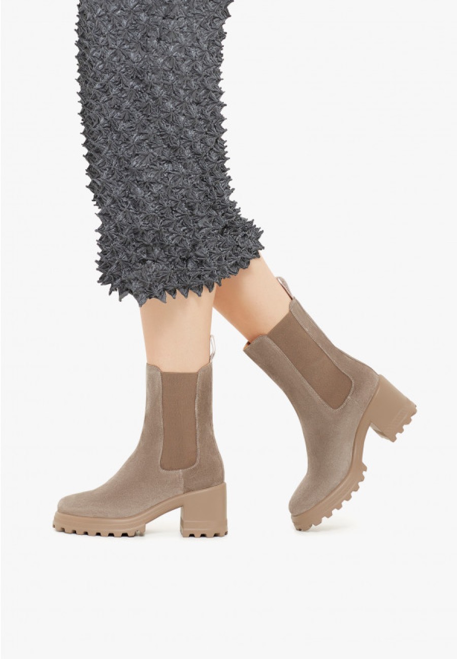 Woman Voile Blanche | Claire 04 - Suede Boots - Grey - Shoes - Woman