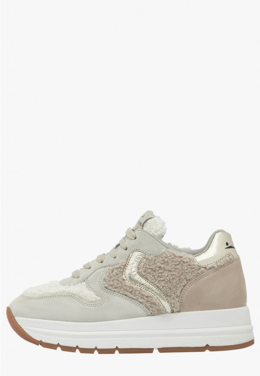 Woman Voile Blanche | Maran - Suede And Wool Sneakers - Light Grey-Beige - Shoes - Woman