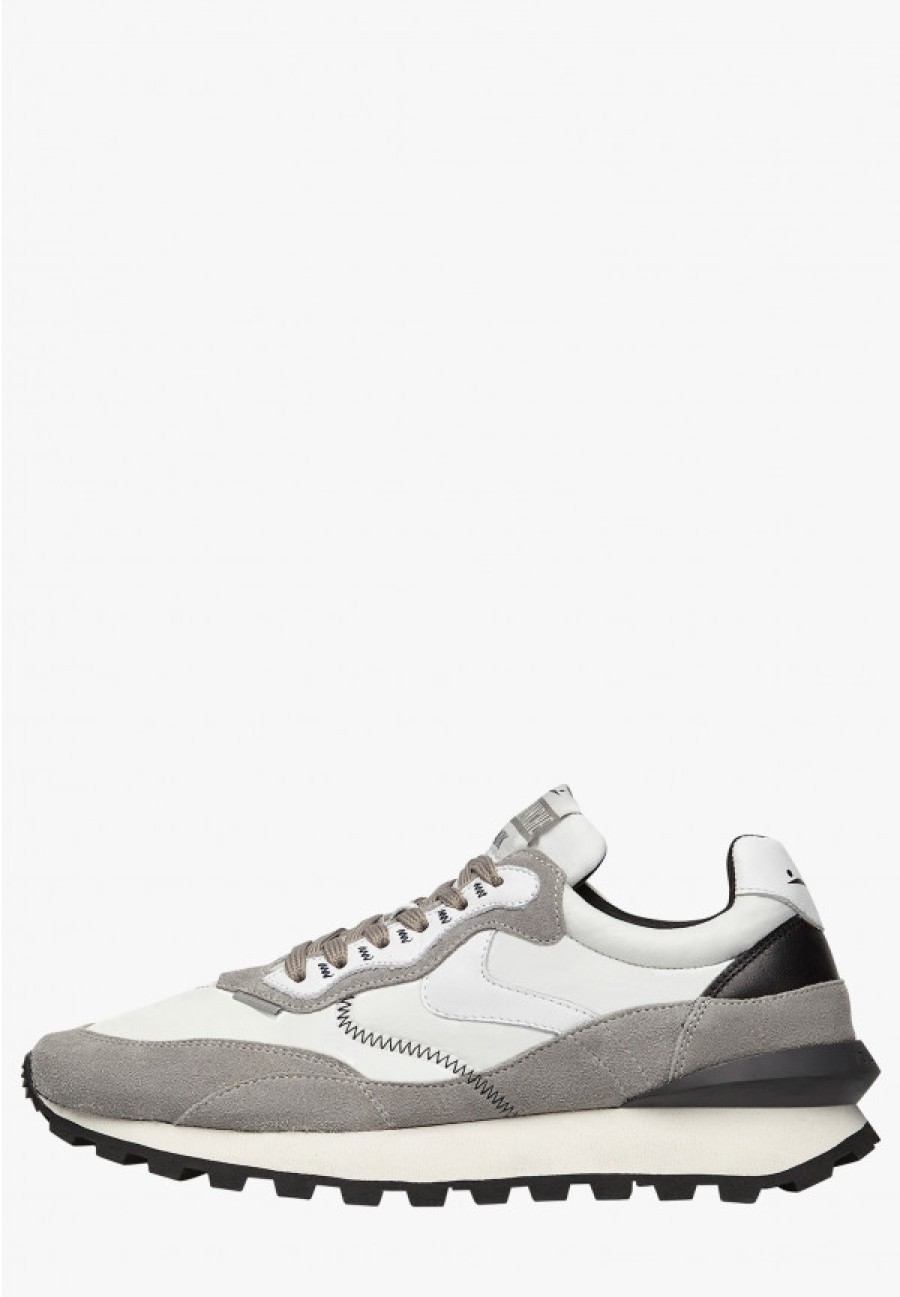 Man Voile Blanche | Qwark Hype Man - Leather And Fabric Sneakers - White-Grey - Shoes - Man