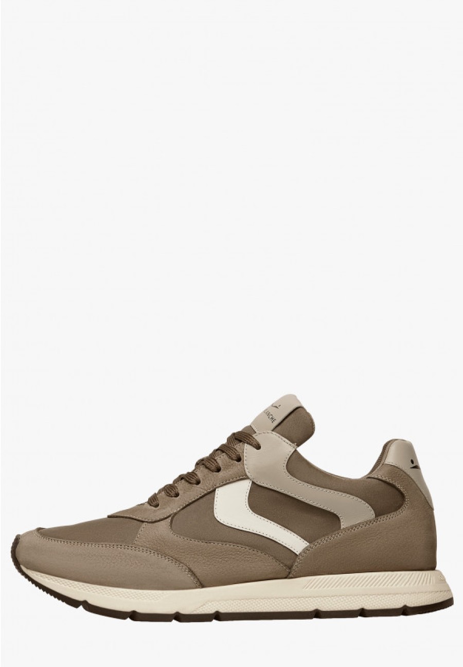 Man Voile Blanche | Storm - Leather And Fabric Sneakers - Dove Grey - Shoes - Man