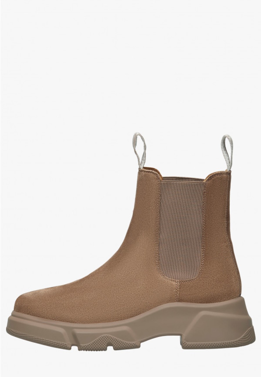 Woman Voile Blanche | Tanky Beat - Suede Ankle Boots - Brown - Shoes - Woman