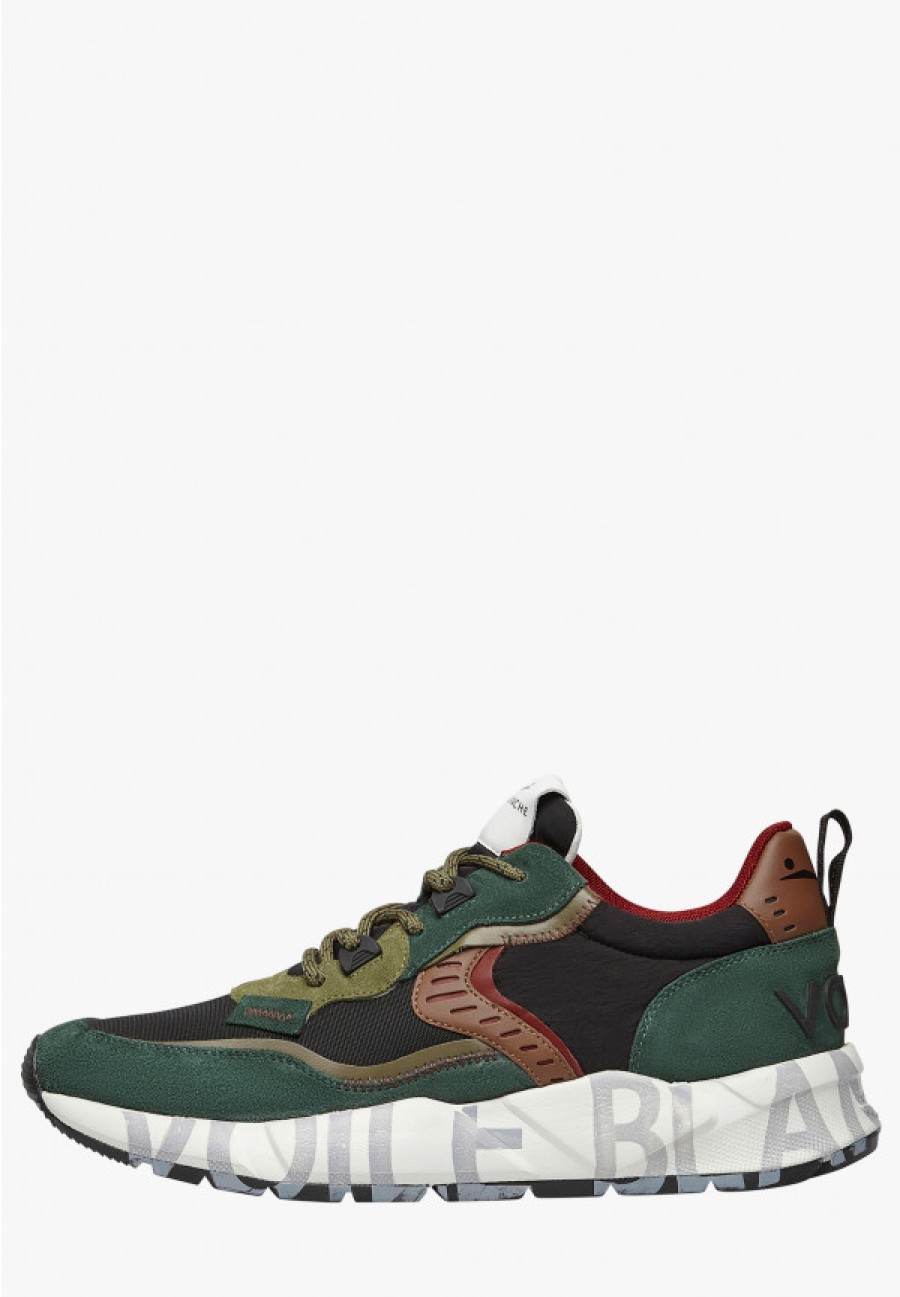 Man Voile Blanche | Club01. - Suede And Fabric Sneakers - Green-Black - Shoes - Man