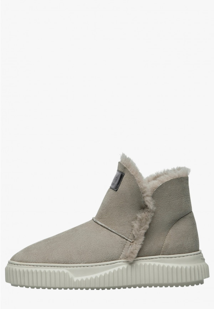 Woman Voile Blanche | Land - Suede Ankle Boots - Grey - Shoes - Woman