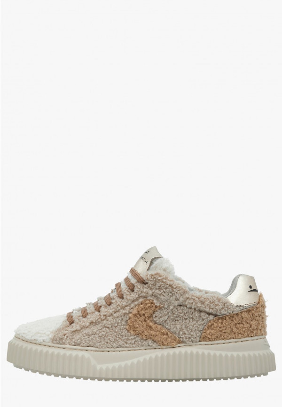 Woman Voile Blanche | Lipari Curly - Wool Sneakers - Beige-Off White - Shoes - Woman