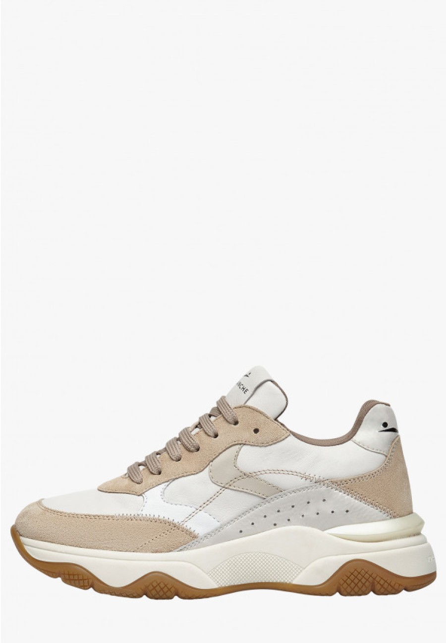 Woman Voile Blanche | Fresh - Leather And Suede Sneakers - Beige-White - Shoes - Woman