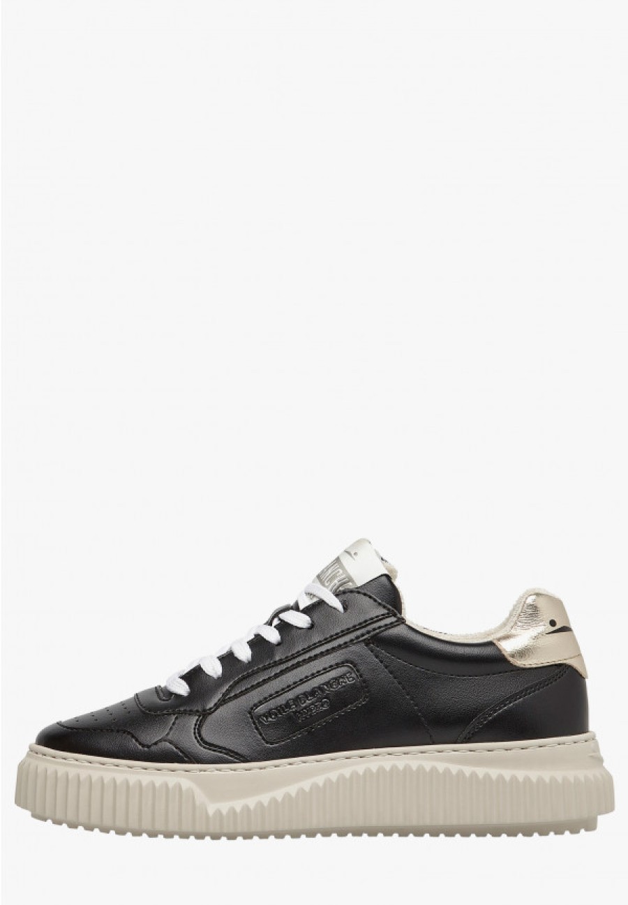 Woman Voile Blanche | Hybro Woman - Bio-Based Leather Sneakers - Black-Platinum - Shoes - Woman