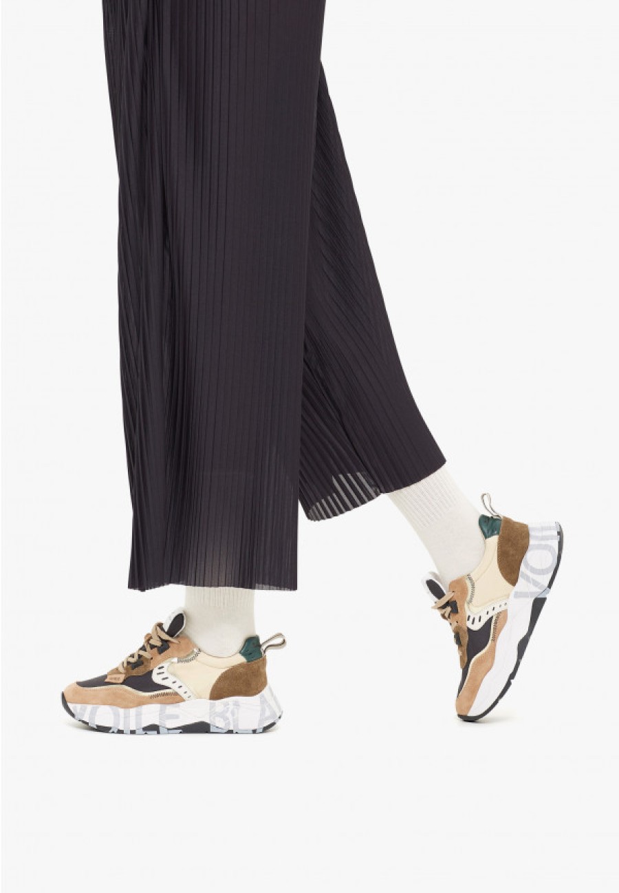 Woman Voile Blanche | Club105. - Suede And Fabric Sneakers - Brown-Black - Shoes - Woman