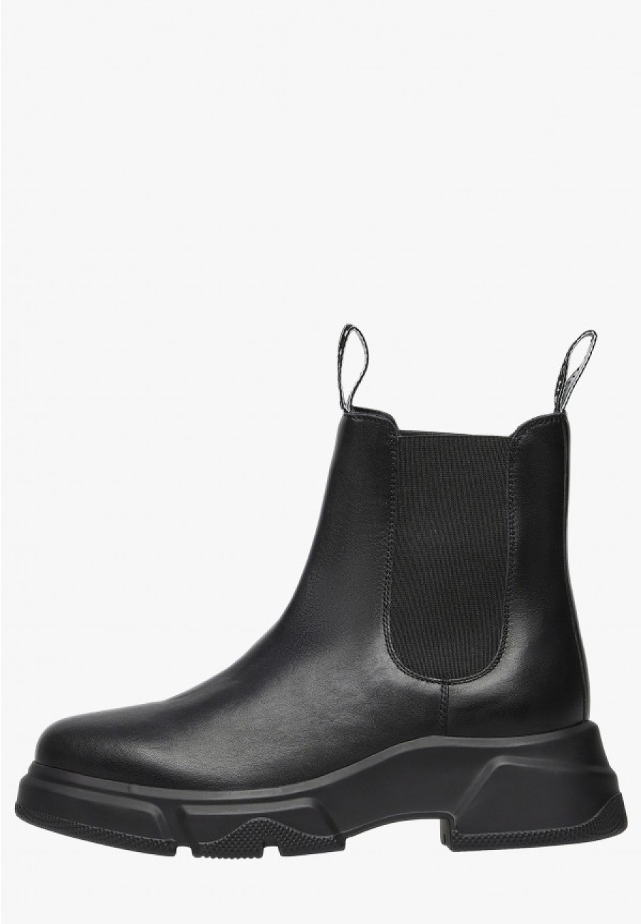 Woman Voile Blanche | Tanky Beat - Leather Boots - Black - Shoes - Woman