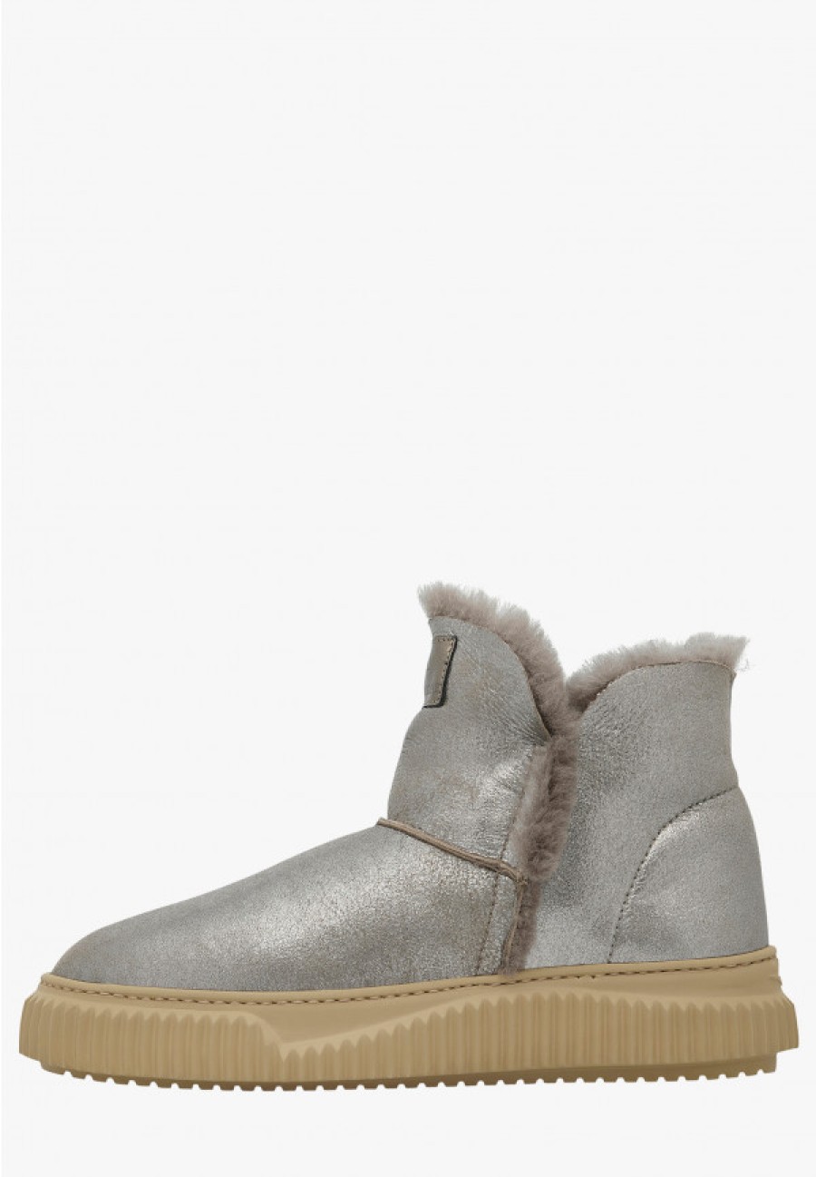 Woman Voile Blanche | Land - Leather Boots - Grey - Shoes - Woman