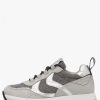 Woman Voile Blanche | Marple - Nubuck Leather And Felt Sneakers - Grey-Silver - Shoes - Woman