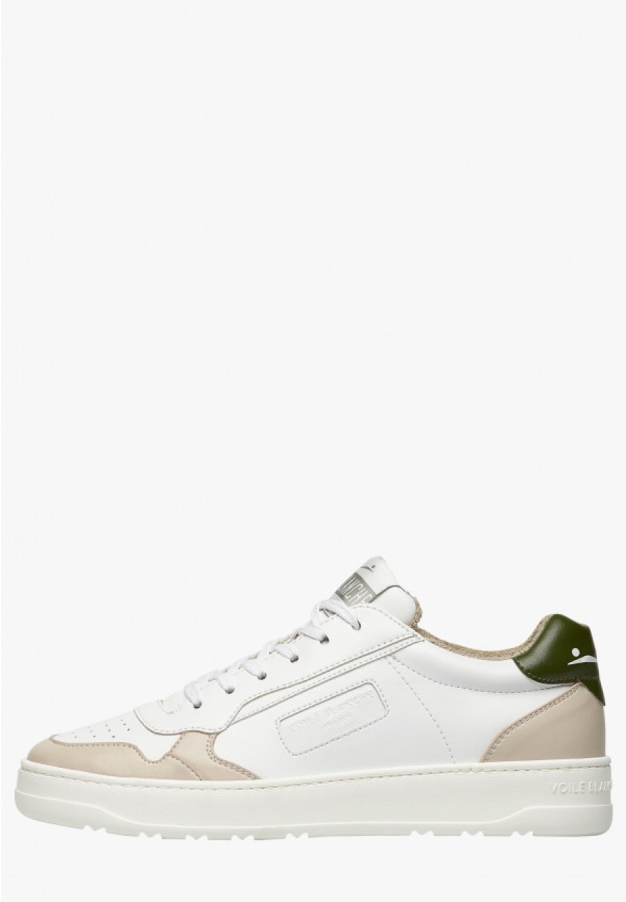 Man Voile Blanche | Hybro City Man - Bio-Based Leather Sneakers - Ice-White-Green - Shoes - Man