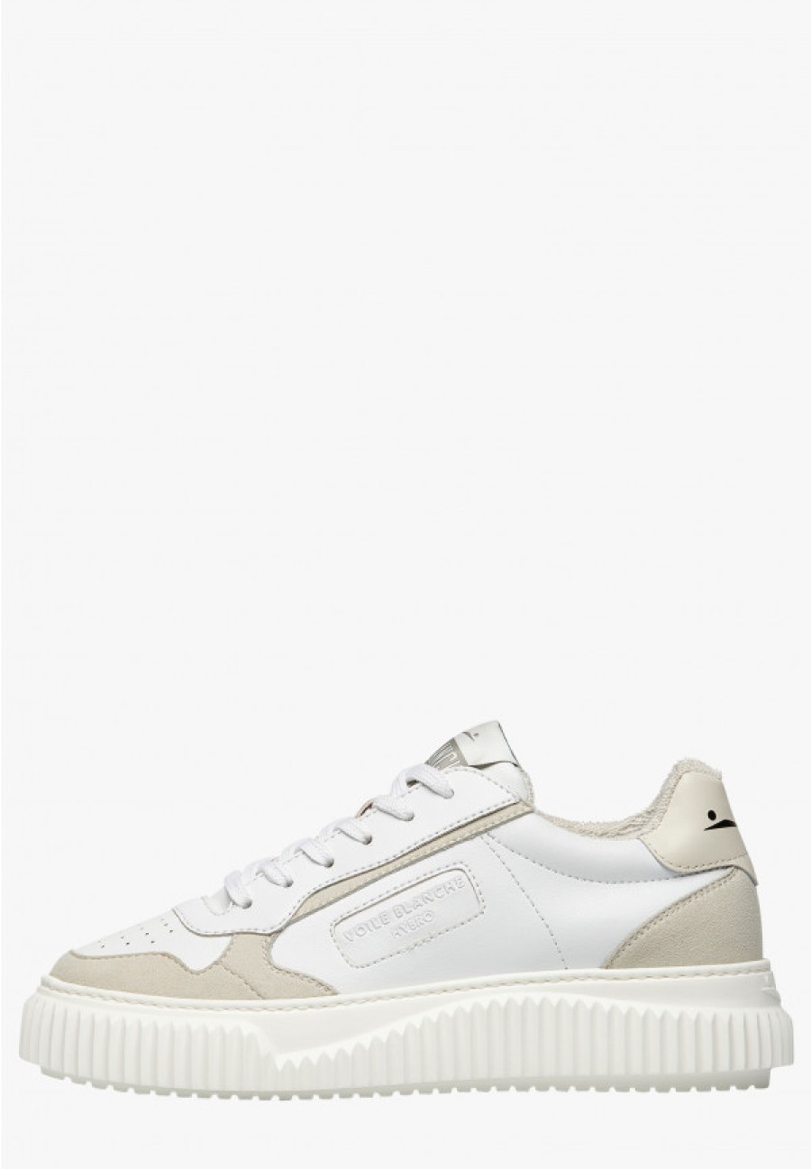 Woman Voile Blanche | Hybro Woman - Bio-Based Leather Sneakers - Beige-White - Shoes - Woman