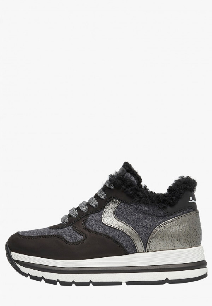 Woman Voile Blanche | Shearling Lined Sneaker Black -Maran Fur