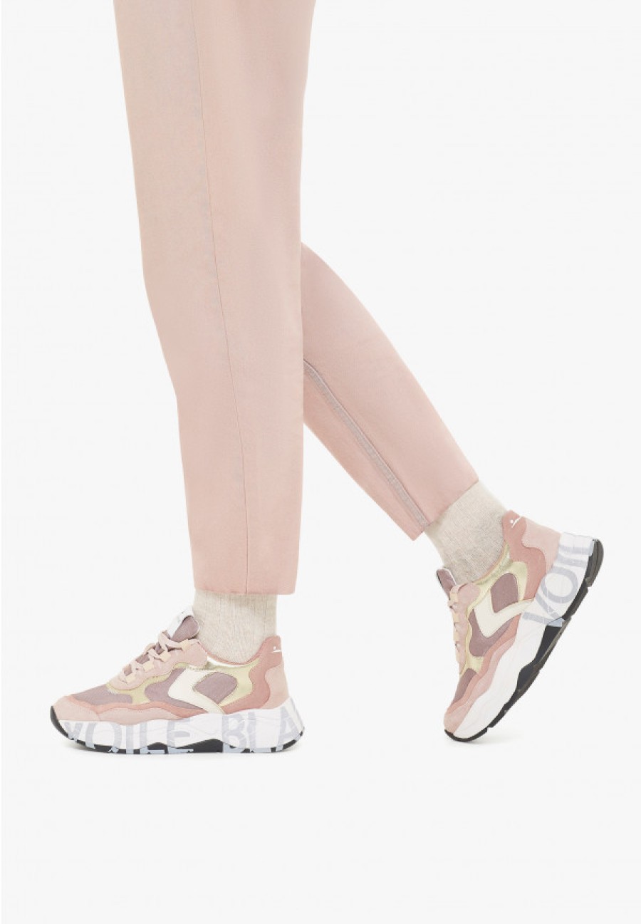 Woman Voile Blanche | Club107. - Leather And Fabric Sneakers - Pink - Shoes - Woman