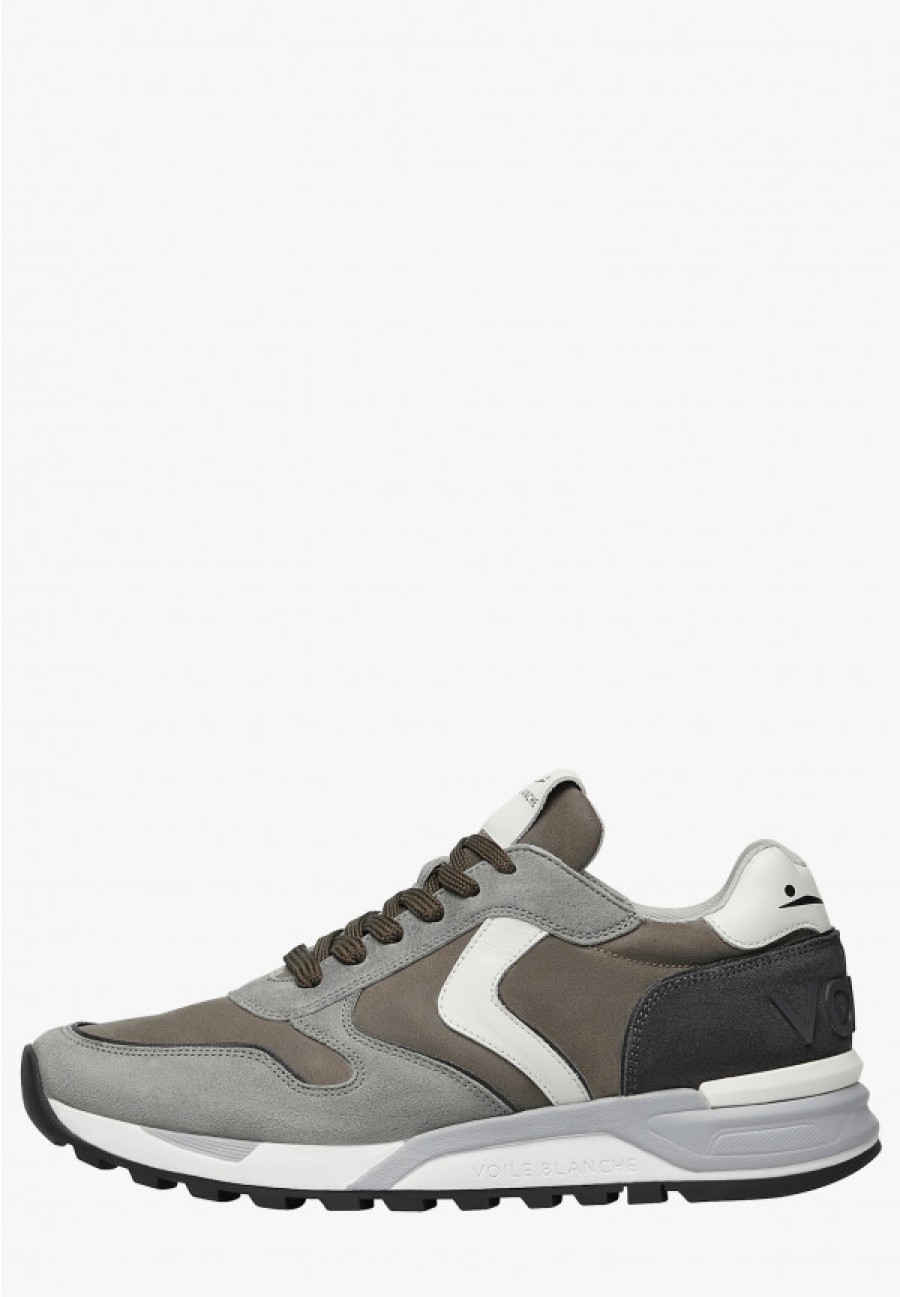 Man Voile Blanche | Boost - Suede And Fabric Sneakers - Grey-Dove Grey - Shoes - Man