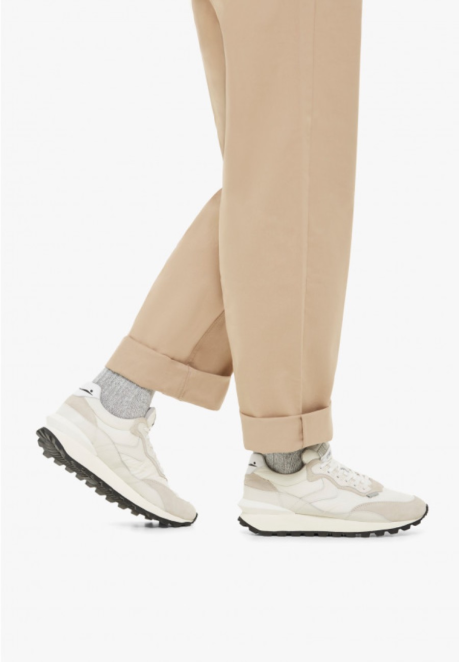 Man Voile Blanche | Qwark Hype Man - Sneakers In Suede, Technical Fabric And Leather - Ice-White - Shoes - Man