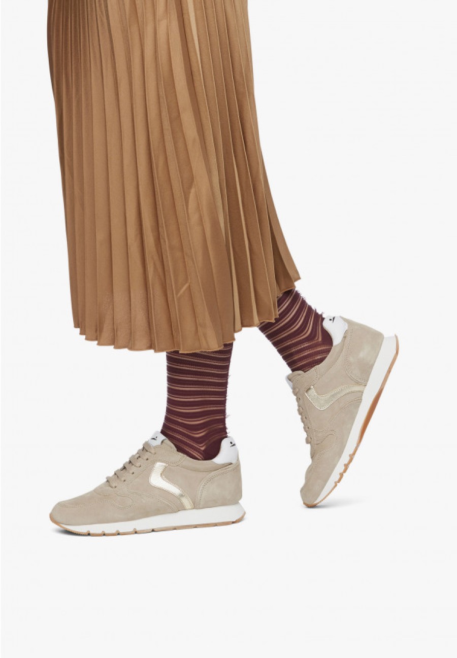 Woman Voile Blanche | Suede Sneakers Beige -Julia