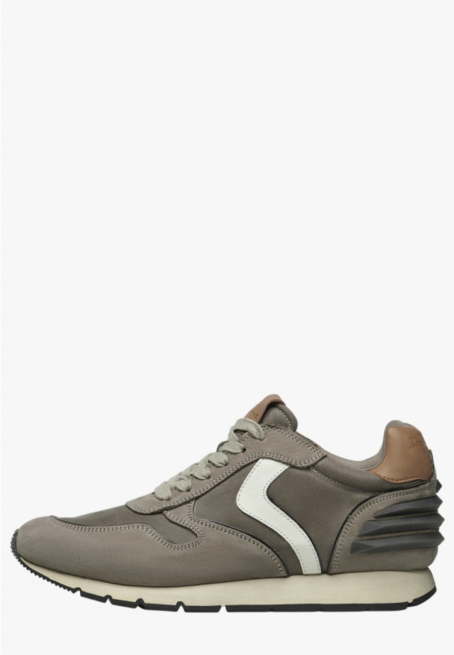 Man Voile Blanche | Liam Power - Nubuck Leather And Technical Fabric Sneakers - Dove Grey-Brown - Shoes - Man