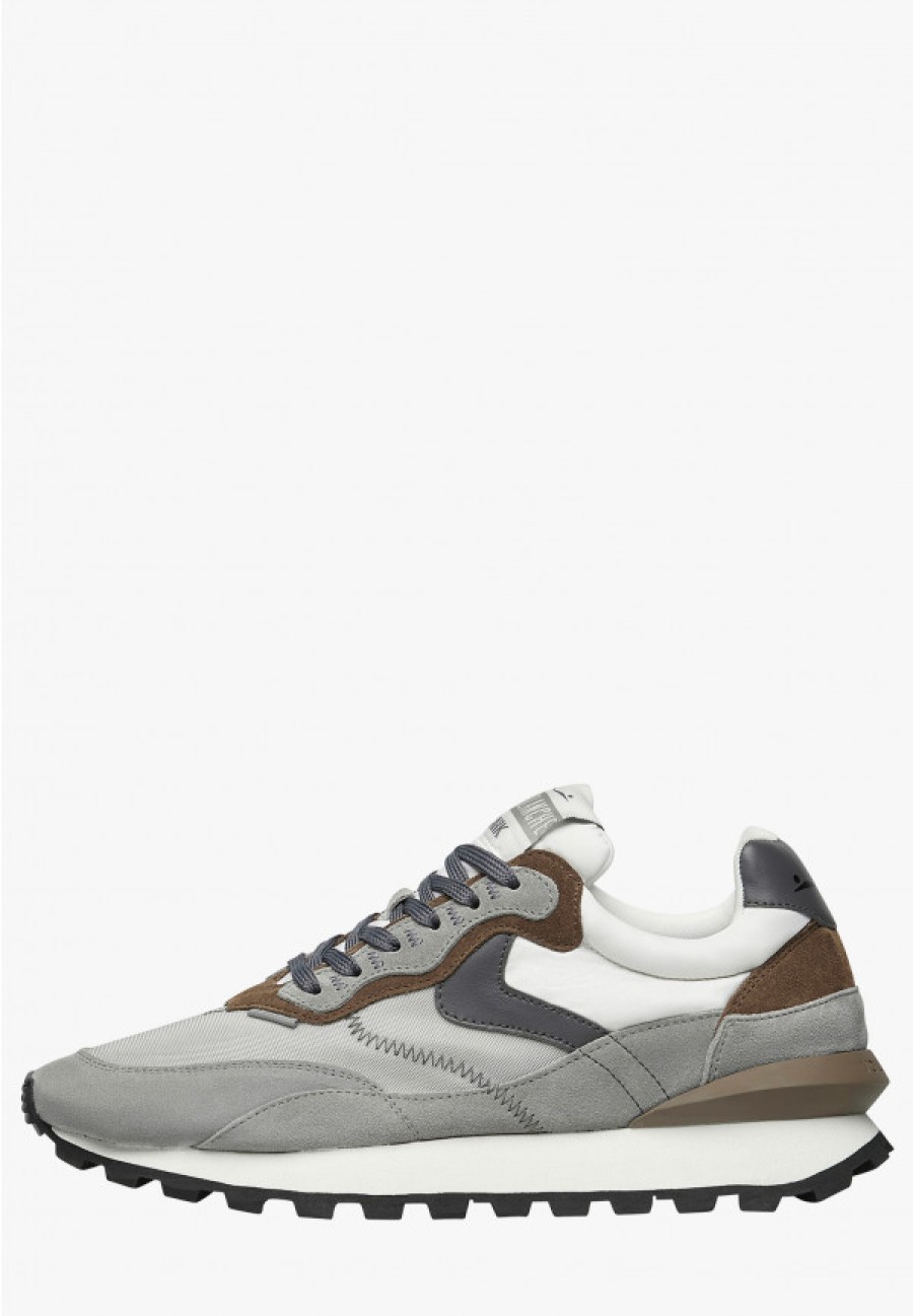 Man Voile Blanche | Qwark Hype Man - Leather And Fabric Sneakers - Grey - Shoes - Man