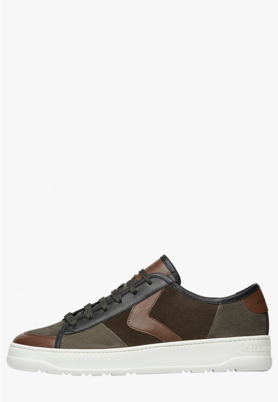 Man Voile Blanche | Sooper - Leather And Suede Sneakers - Brown-Army Green - Shoes - Man