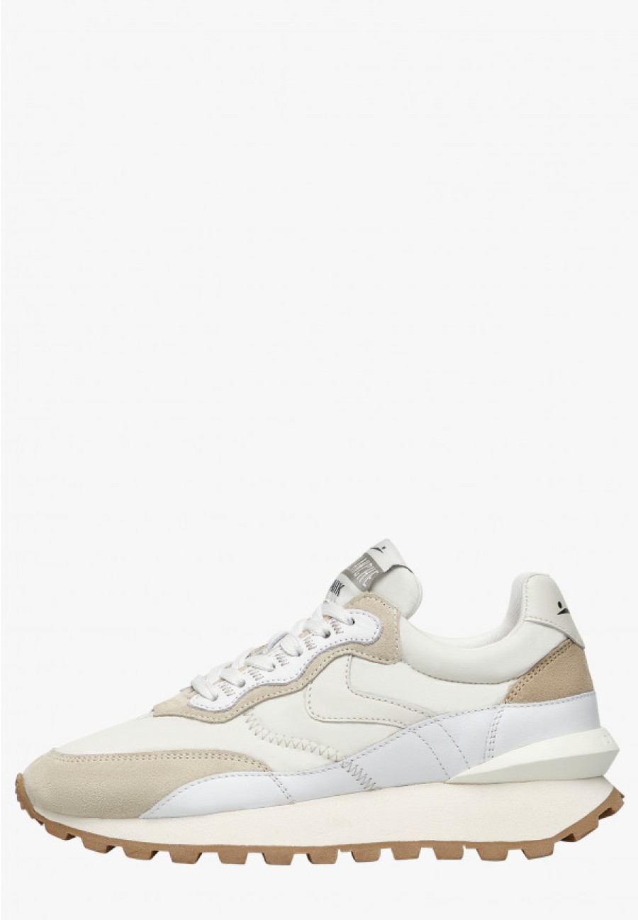 Woman Voile Blanche | Qwark Hype Woman - Suede And Technical Fabric Sneakers - White-Sand - Shoes - Woman