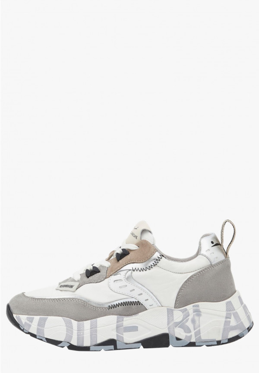 Woman Voile Blanche | Club105. - Leather And Fabric Sneakers - Grey-White - Shoes - Woman