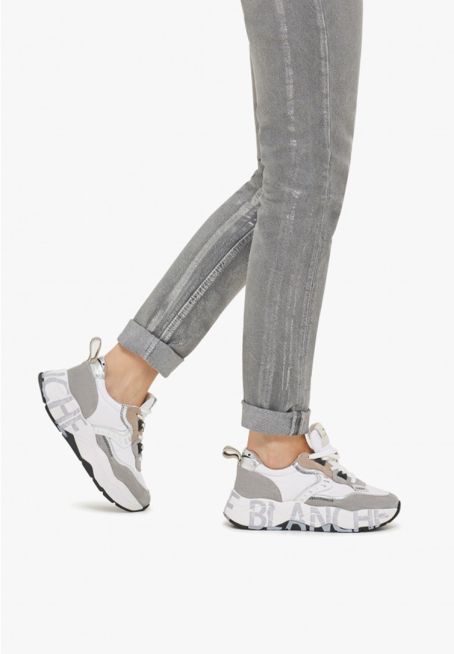 Woman Voile Blanche | Club105. - Leather And Fabric Sneakers - Grey-White - Shoes - Woman