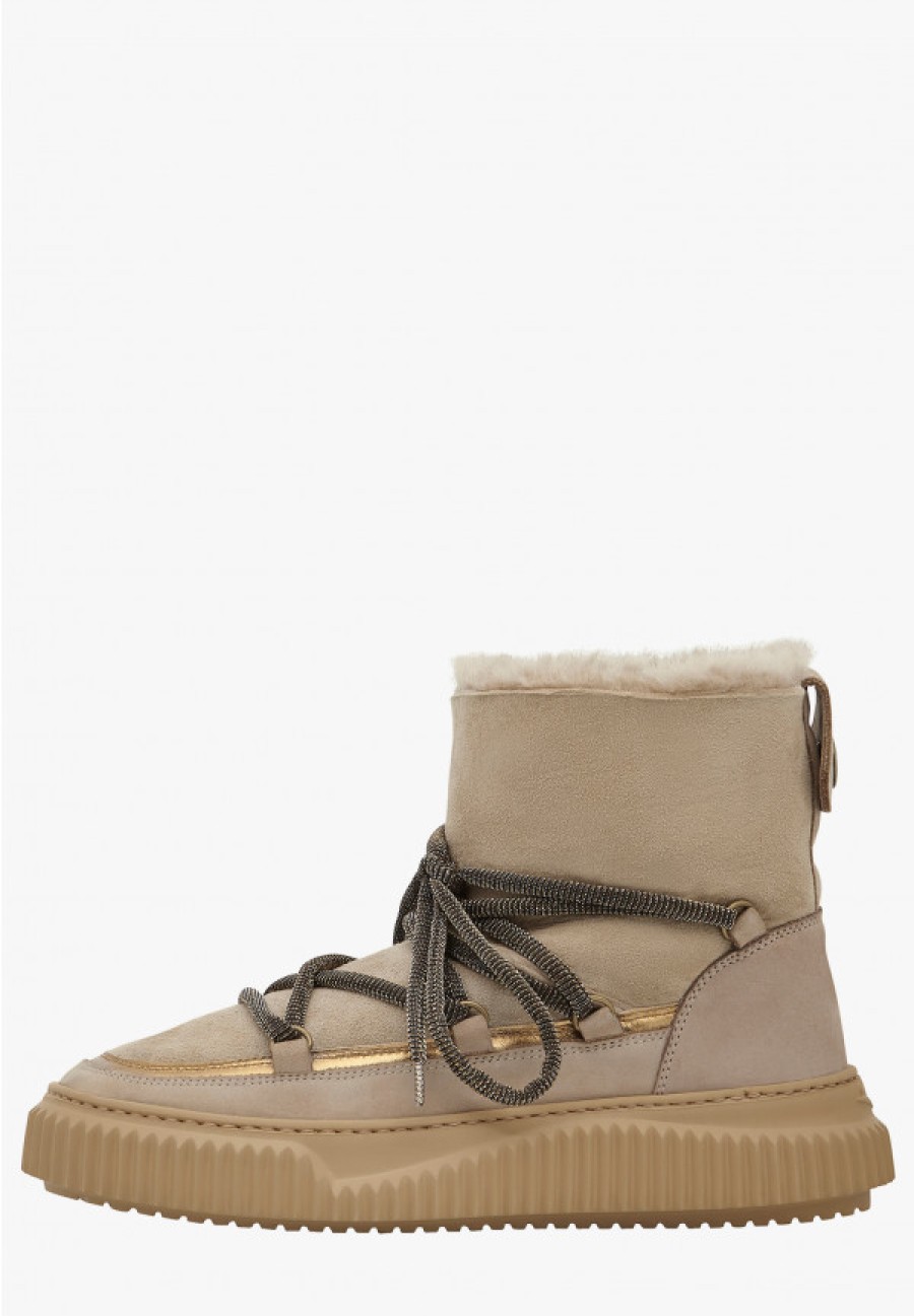 Woman Voile Blanche | Cortina - Suede Ankle Boots - Beige - Shoes - Woman