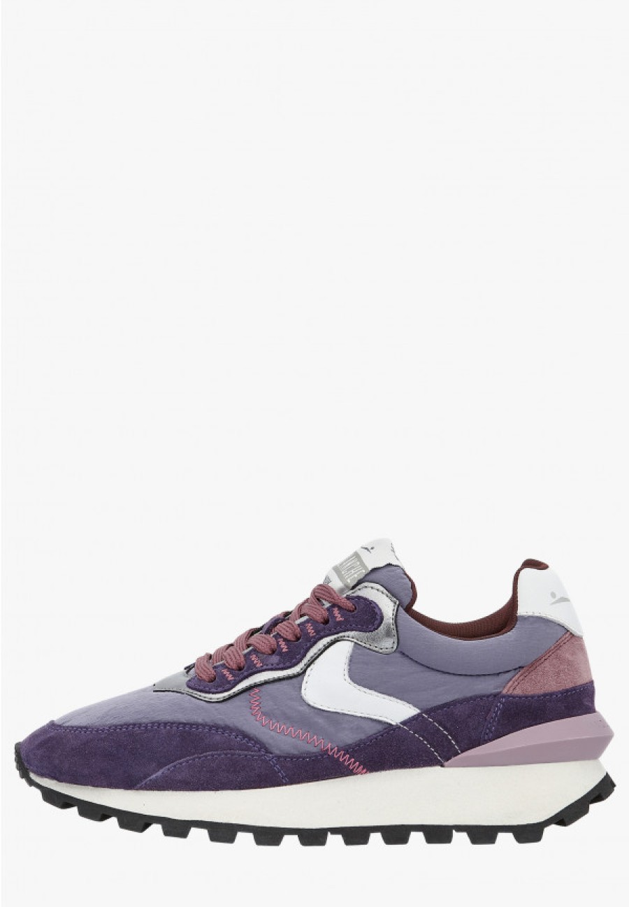 Woman Voile Blanche | Qwark Hype Woman - Leather And Fabric Sneakers - Lilac-Purple - Shoes - Woman