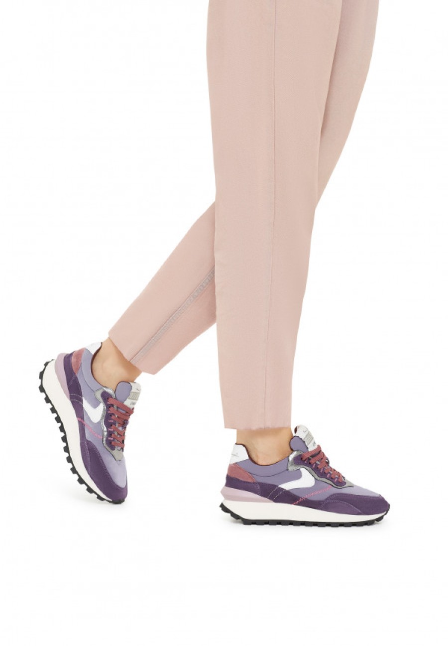 Woman Voile Blanche | Qwark Hype Woman - Leather And Fabric Sneakers - Lilac-Purple - Shoes - Woman