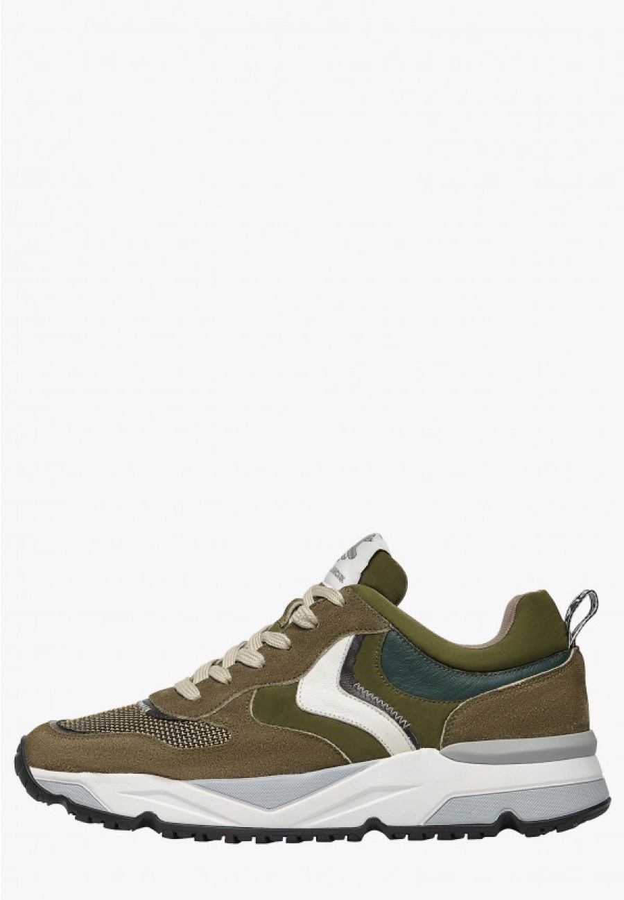 Man Voile Blanche | Jhimmy 2 - Suede And Leather Sneakers - Army Green - Shoes - Man