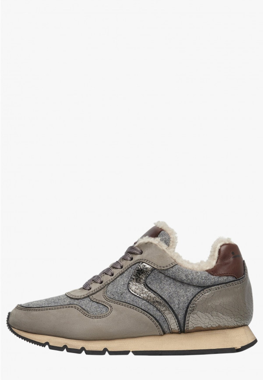 Woman Voile Blanche | Sheepskin Lined Sneaker Grey -Julia Fur