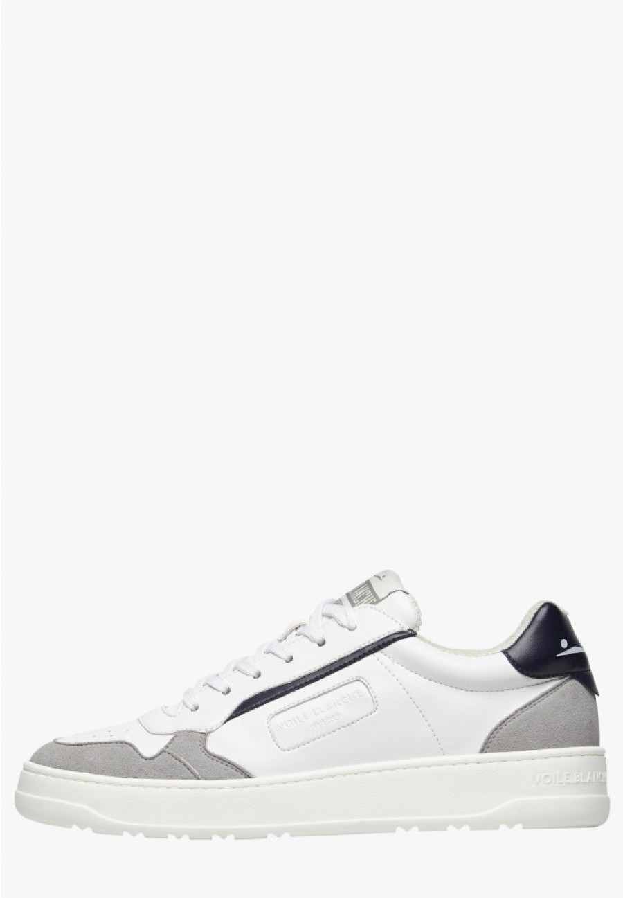 Man Voile Blanche | Hybro City Man - Bio-Based Leather Sneakers - White-Grey - Shoes - Man