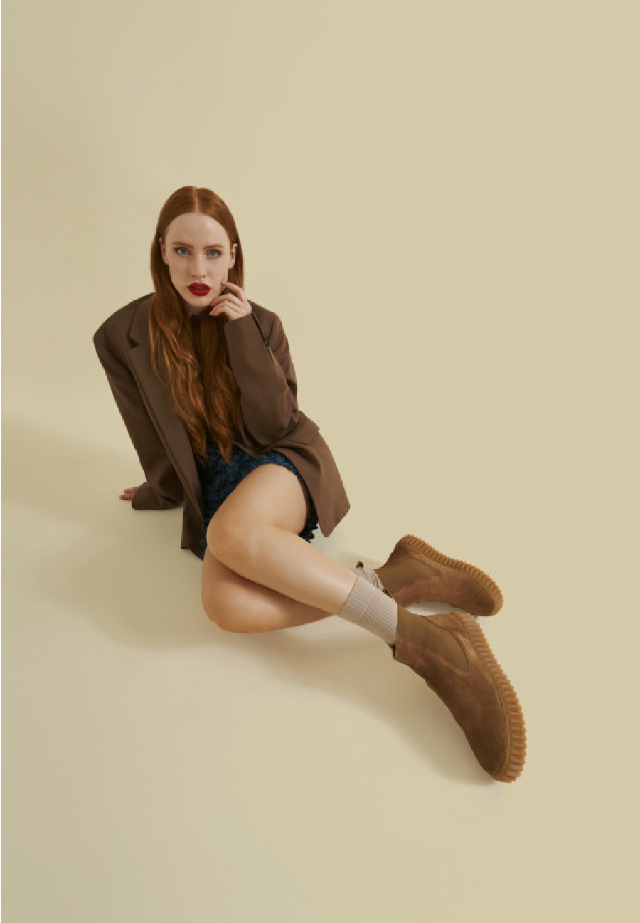 Woman Voile Blanche | Beth - Suede Ankle Boots - Brown - Shoes - Woman