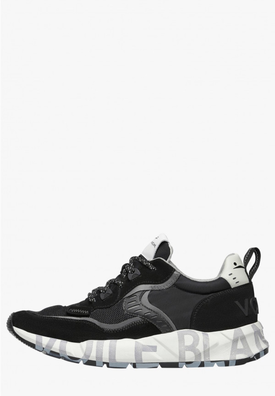 Man Voile Blanche | Club01. - Suede And Fabric Sneakers - Black-Charcoal Grey - Shoes - Man