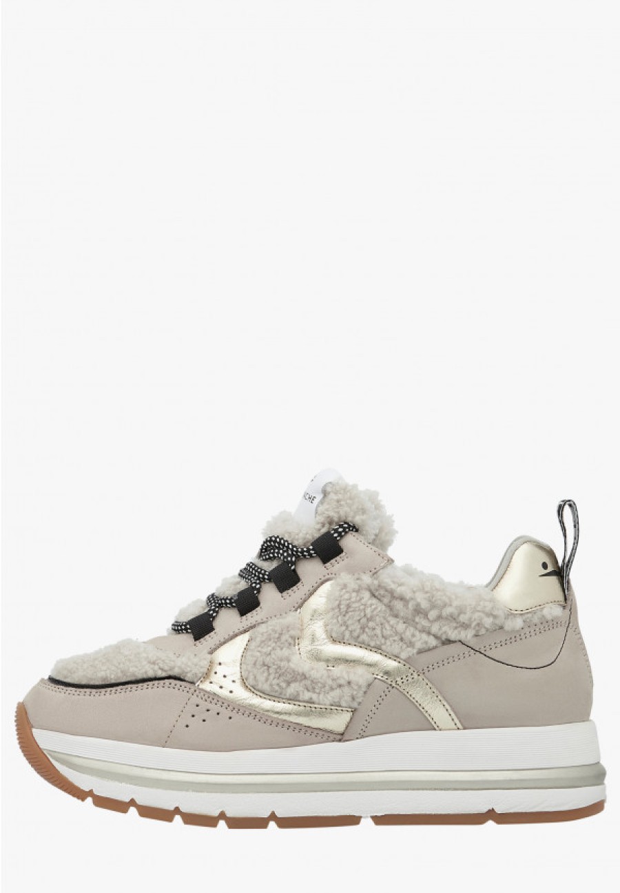 Woman Voile Blanche | Marple - Suede And Wool Sneakers - Beige - Shoes - Woman