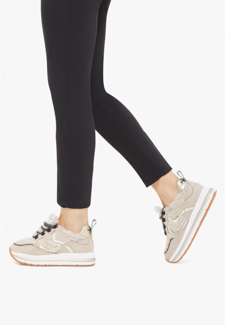 Woman Voile Blanche | Marple - Suede And Wool Sneakers - Beige - Shoes - Woman