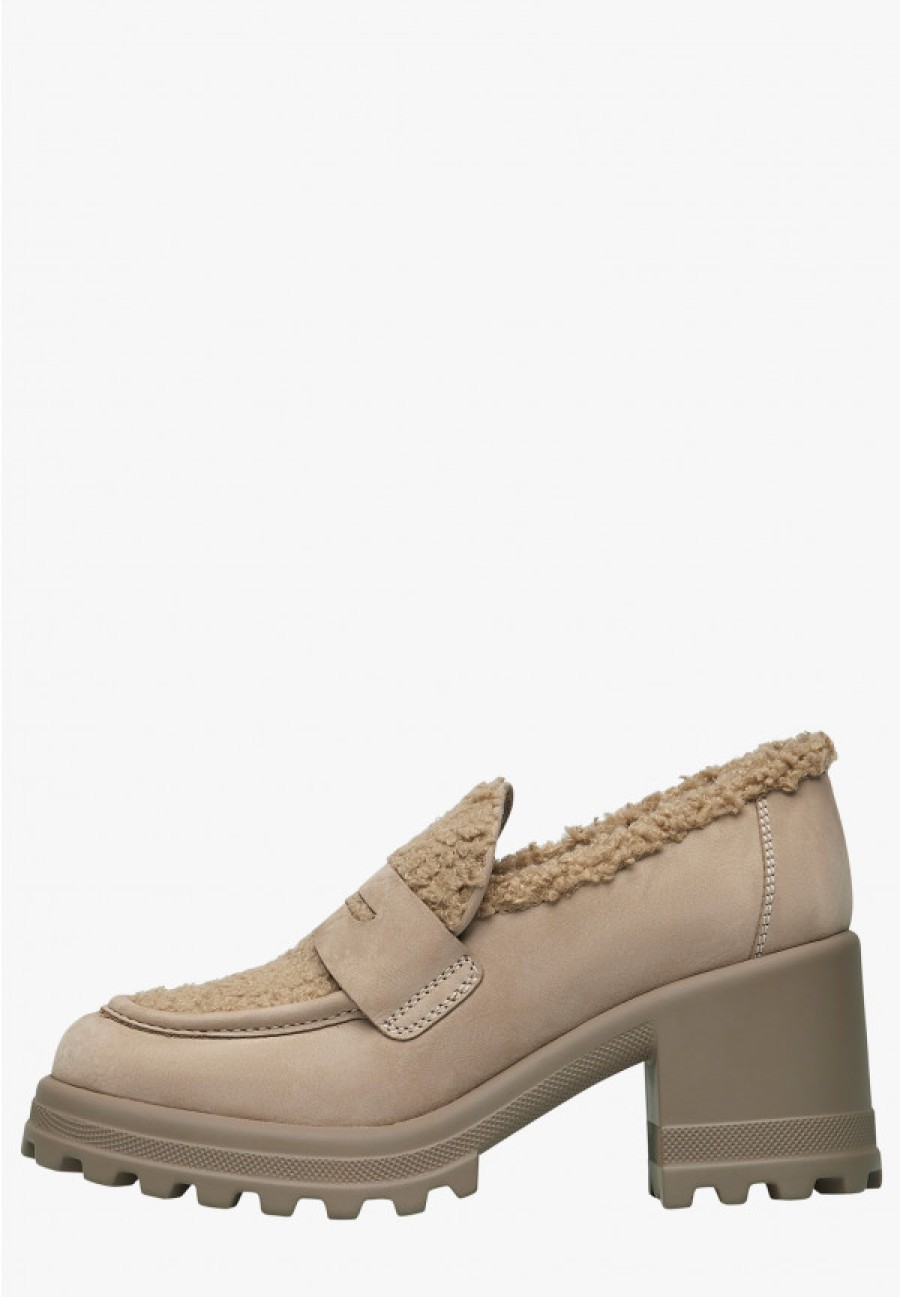 Woman Voile Blanche | Tani - Suede And Wool Ankle Boots - Beige - Shoes - Woman