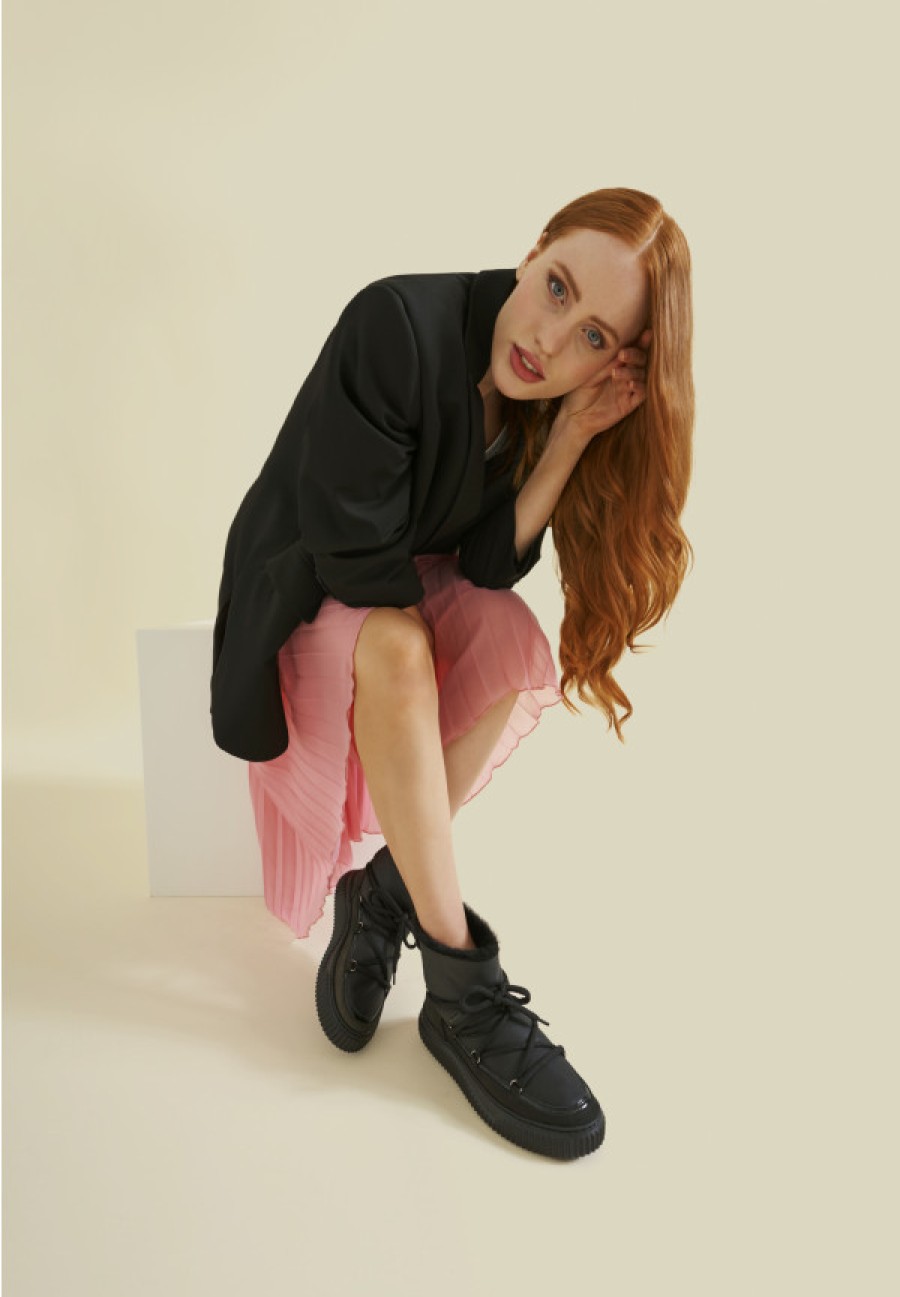 Woman Voile Blanche | Cortina - Leather And Nubuck Boots - Black - Shoes - Woman