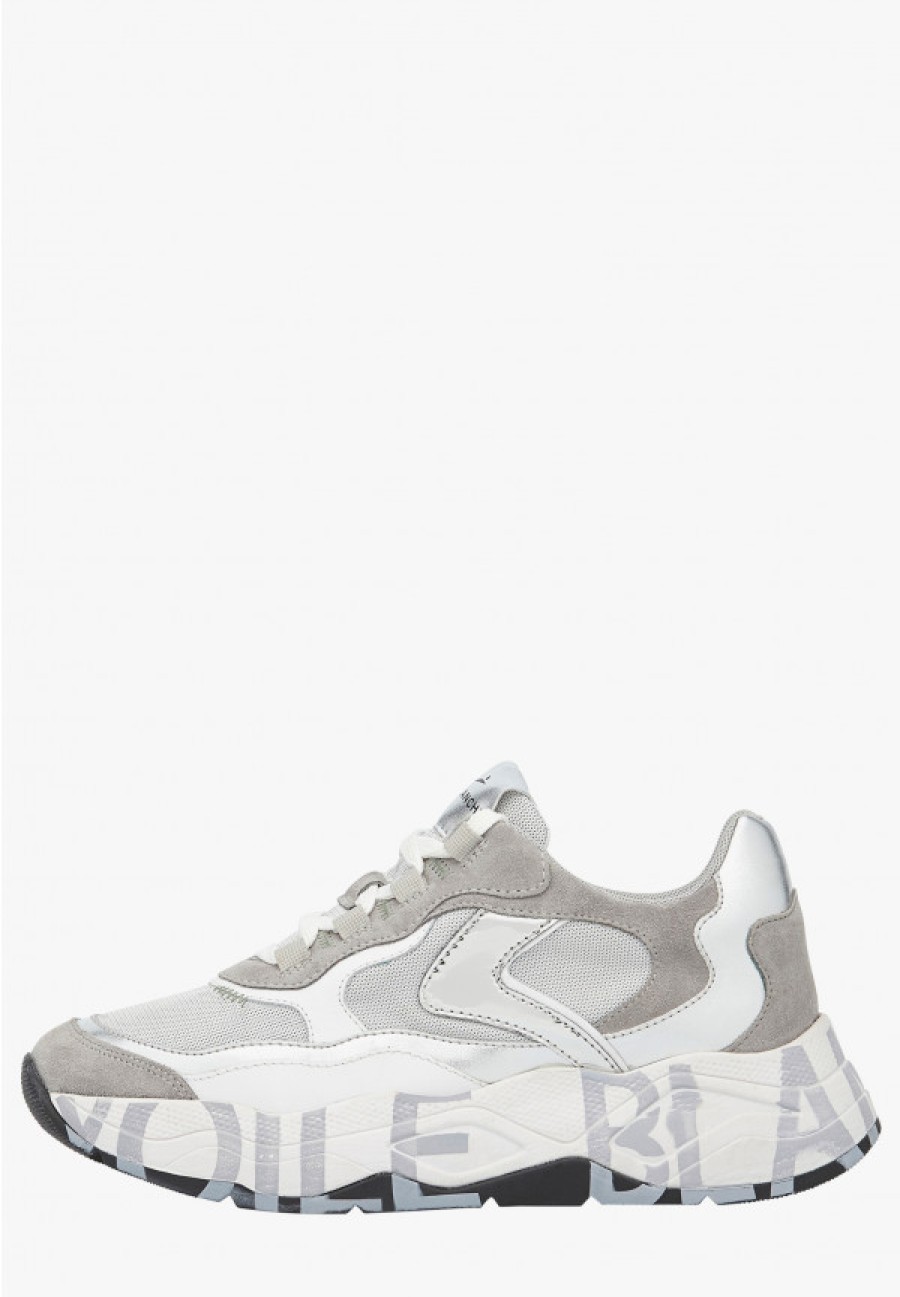 Woman Voile Blanche | Club107. - Leather And Fabric Sneakers - Grey-Silver - Shoes - Woman