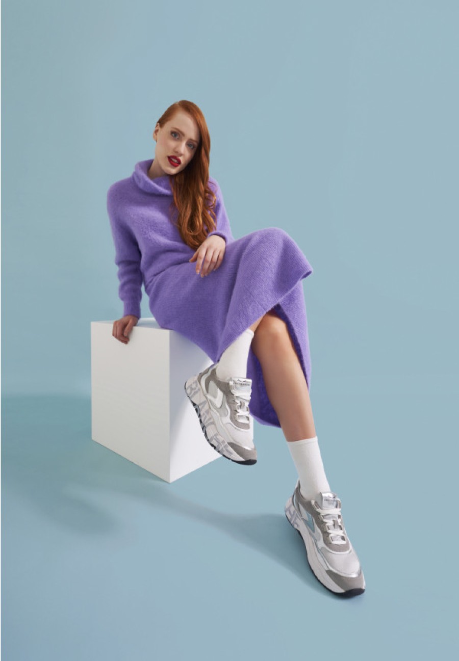 Woman Voile Blanche | Club107. - Leather And Fabric Sneakers - Grey-Silver - Shoes - Woman