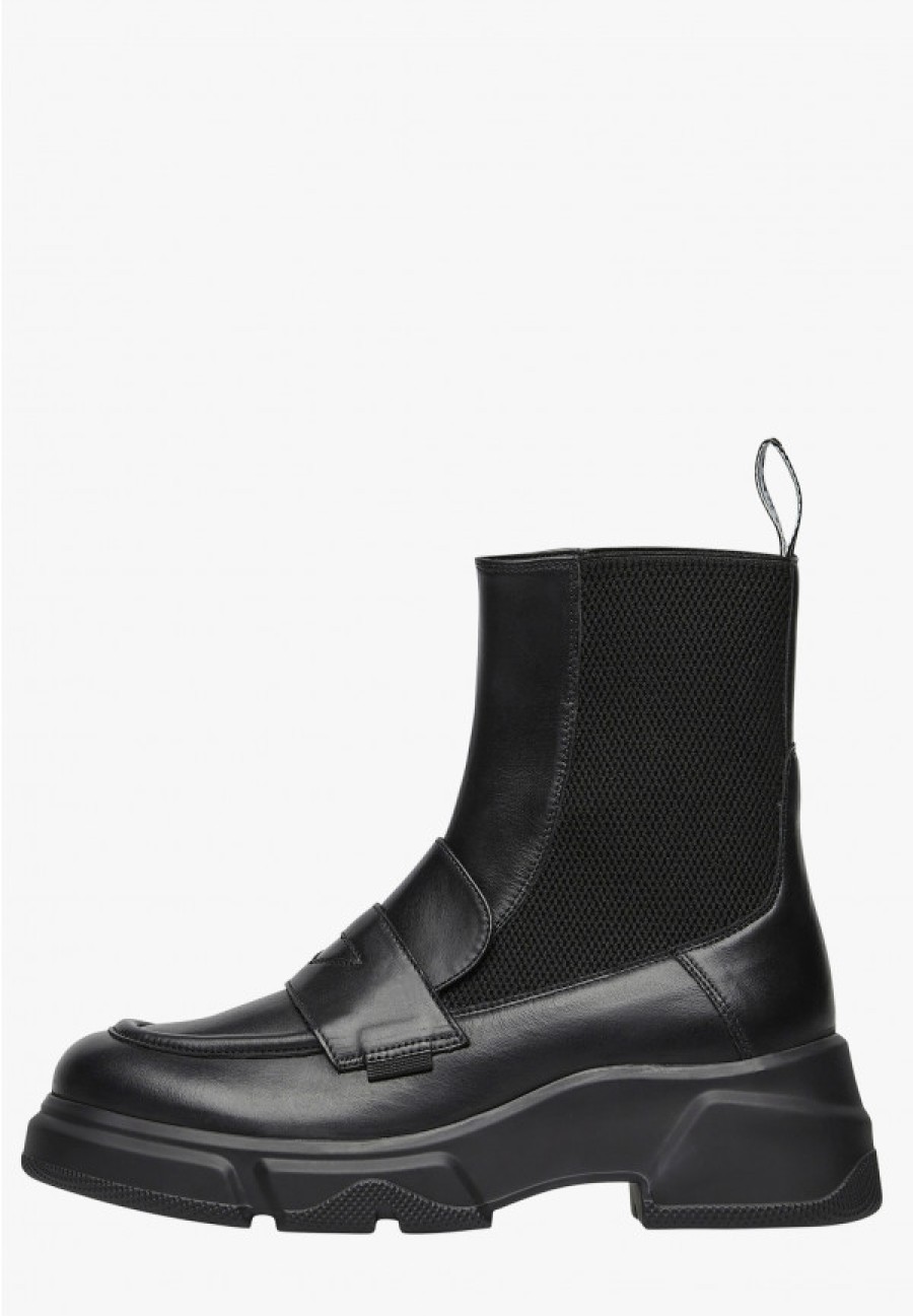 Woman Voile Blanche | Tanky Moc Chelsea - Leather Boots - Black - Shoes - Woman